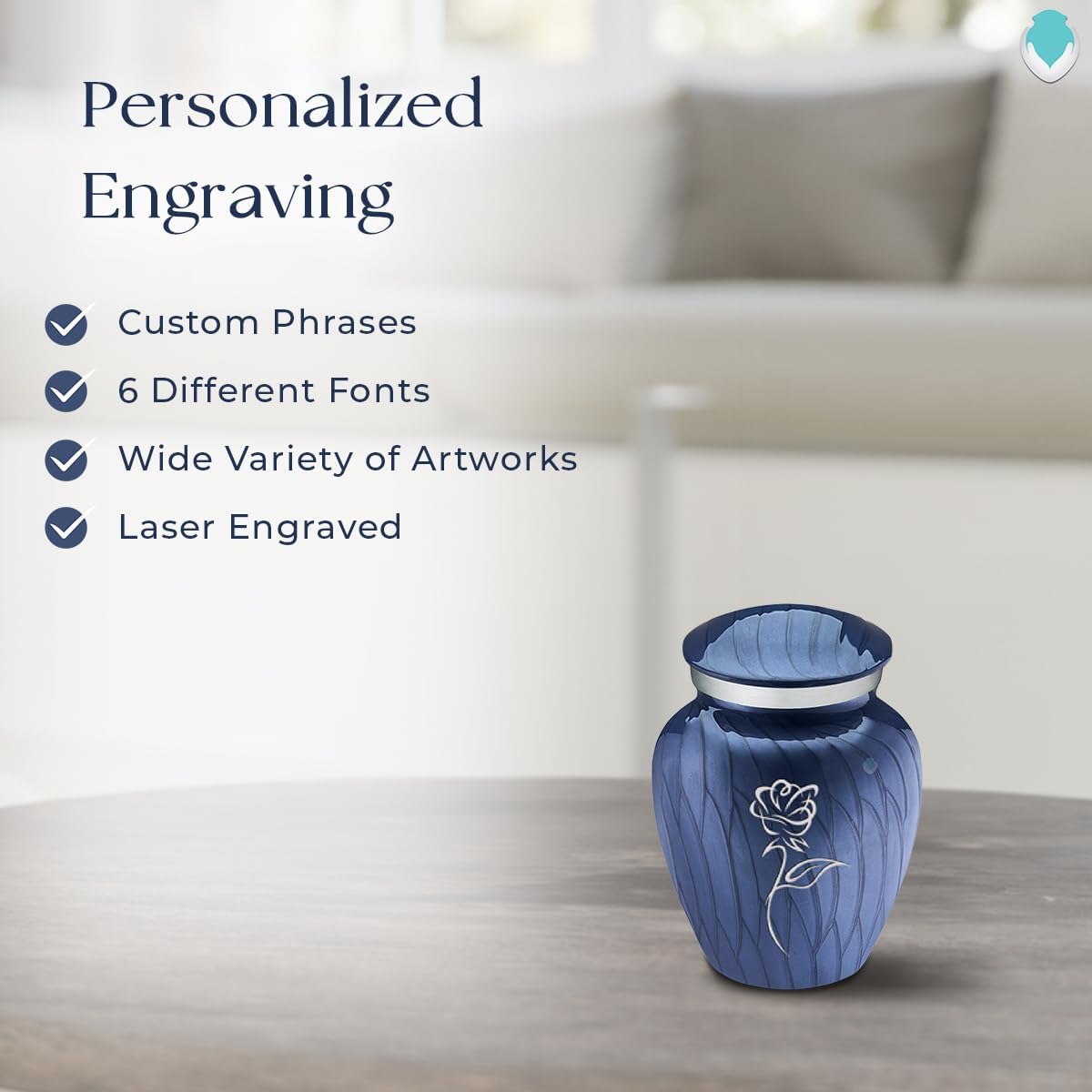 Geturns Embrace Keepsake Rose Cremation Urns for Human Ashes I Pearl Cobalt Blue Funeral Urn for Women and Men I 3.5 lbs