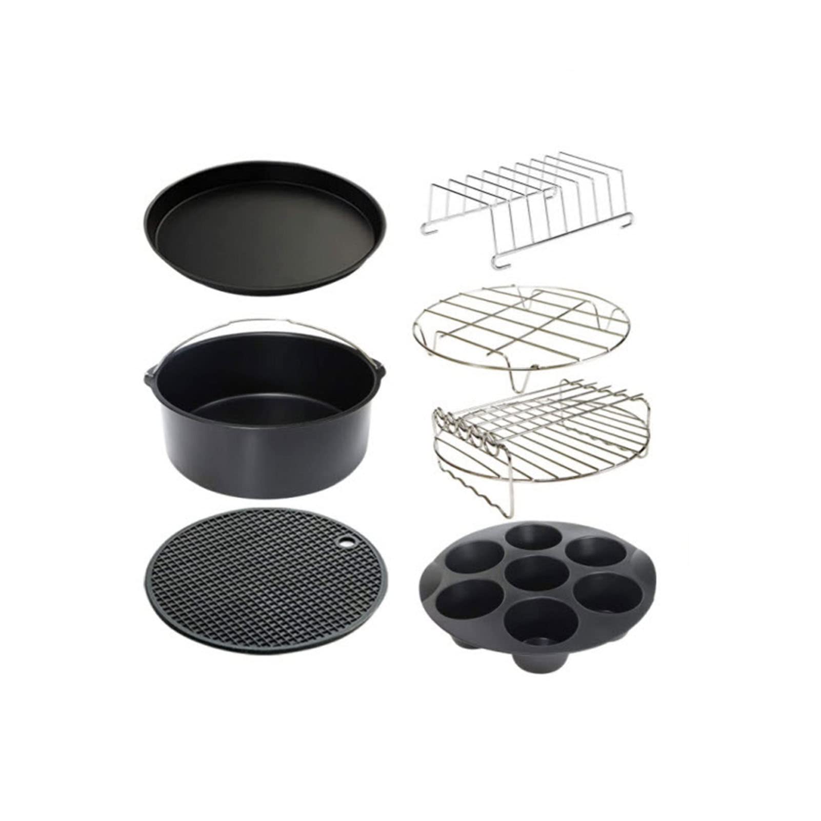 9 Pollici Accessori Per Friggitrice Ad Aria Versione Set Da 6 Adatto Per Tutte Le Friggitrici Ad Aria Standard Da 5,3-6,8 Qt-Up Compreso Tortiera/Teglia Pizza/Supporto in Metallo/Tappetino in Silicone