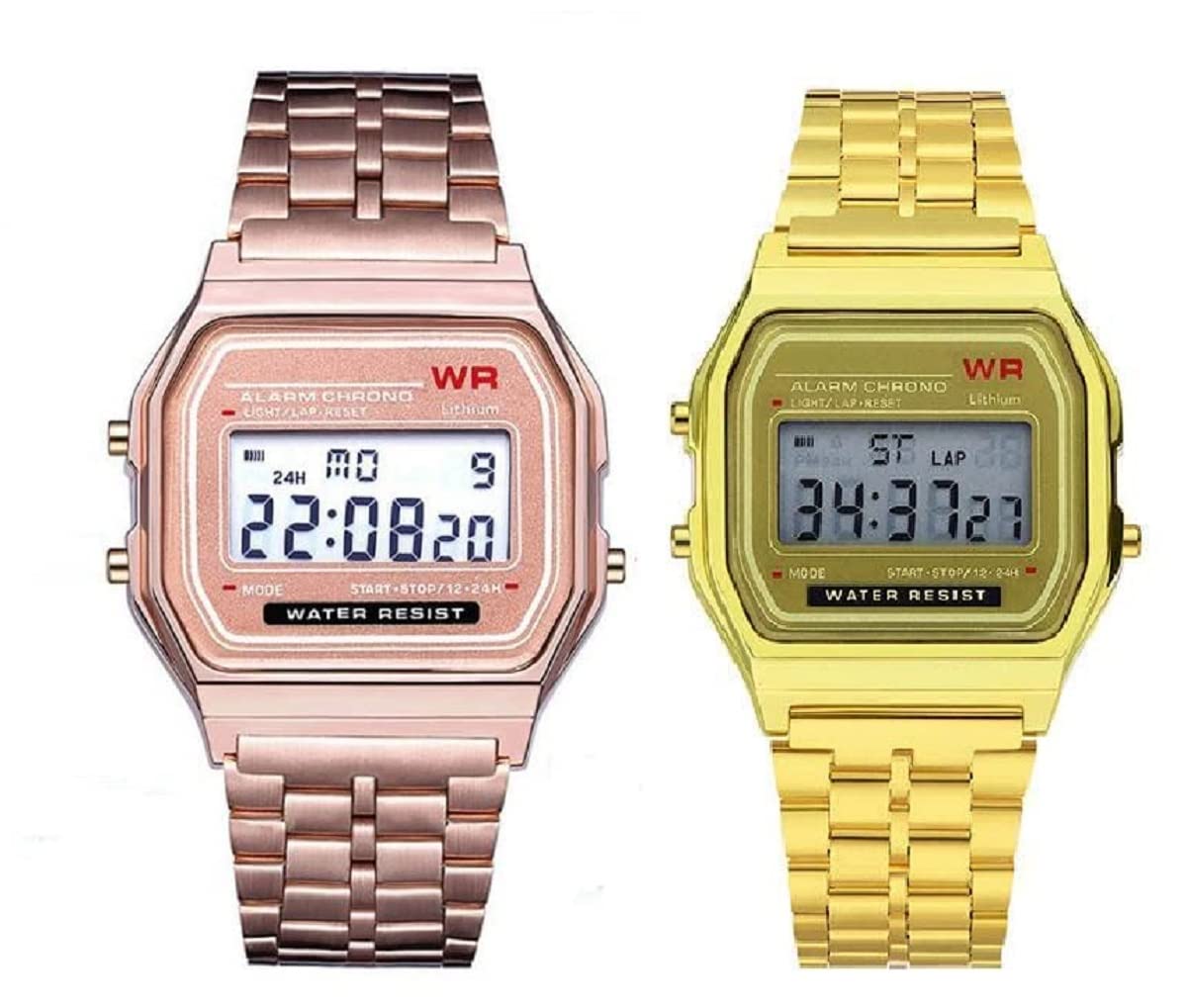 SELLORIA Brand Digital Colours Vintage Square Dial Combo Unisex Wrist Watch for Men Women Pack of 2 (WR) (B0C176RFD4) Amazon Price History, Amazon Price Tracker