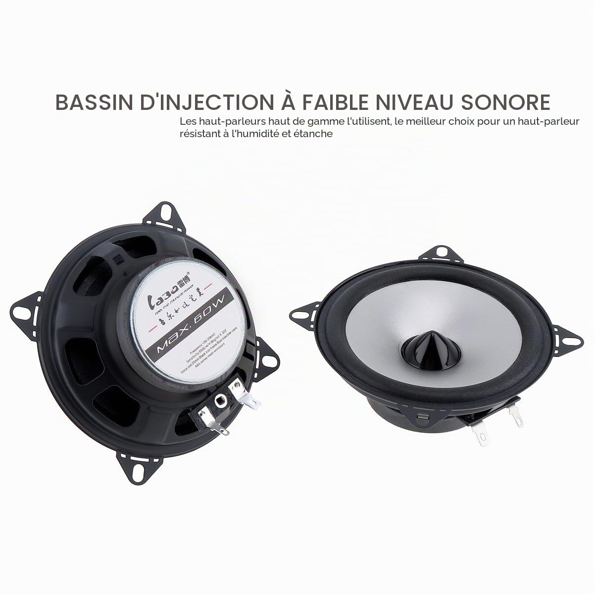 Lot de 2 Haut-parleurs HiFi coaxiaux pour Porte de Voiture 10 cm 60 W