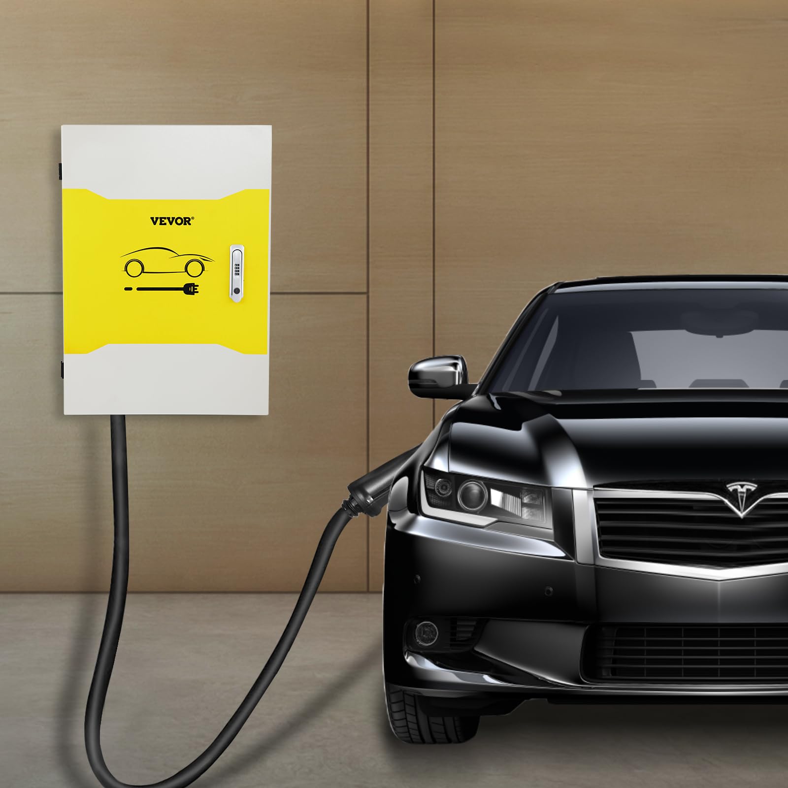 VEVOR Caja de Estación de Carga Tesla 70x50x25 cm Caja de Cable para Exteriores Organizador de Cables IP32 Impermeable a Prueba de Polvo Caja eléctrica de Acero en Rollo frío para Conector de Pared