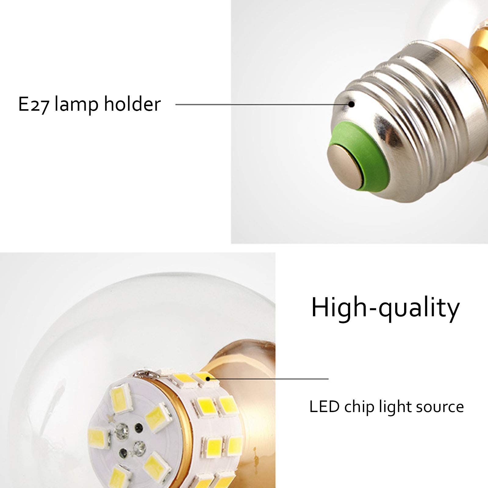 LAI HO Lampadina LED G45, Lampadine Edison E27 Dimmerabile, 7W (Equivalente A 60W), Base A Vite Edison E27, Lampadina LED SMD 2835 Lampadine Globo G45 Decorazioni per La Casa,Warm Light,5W/10PCS