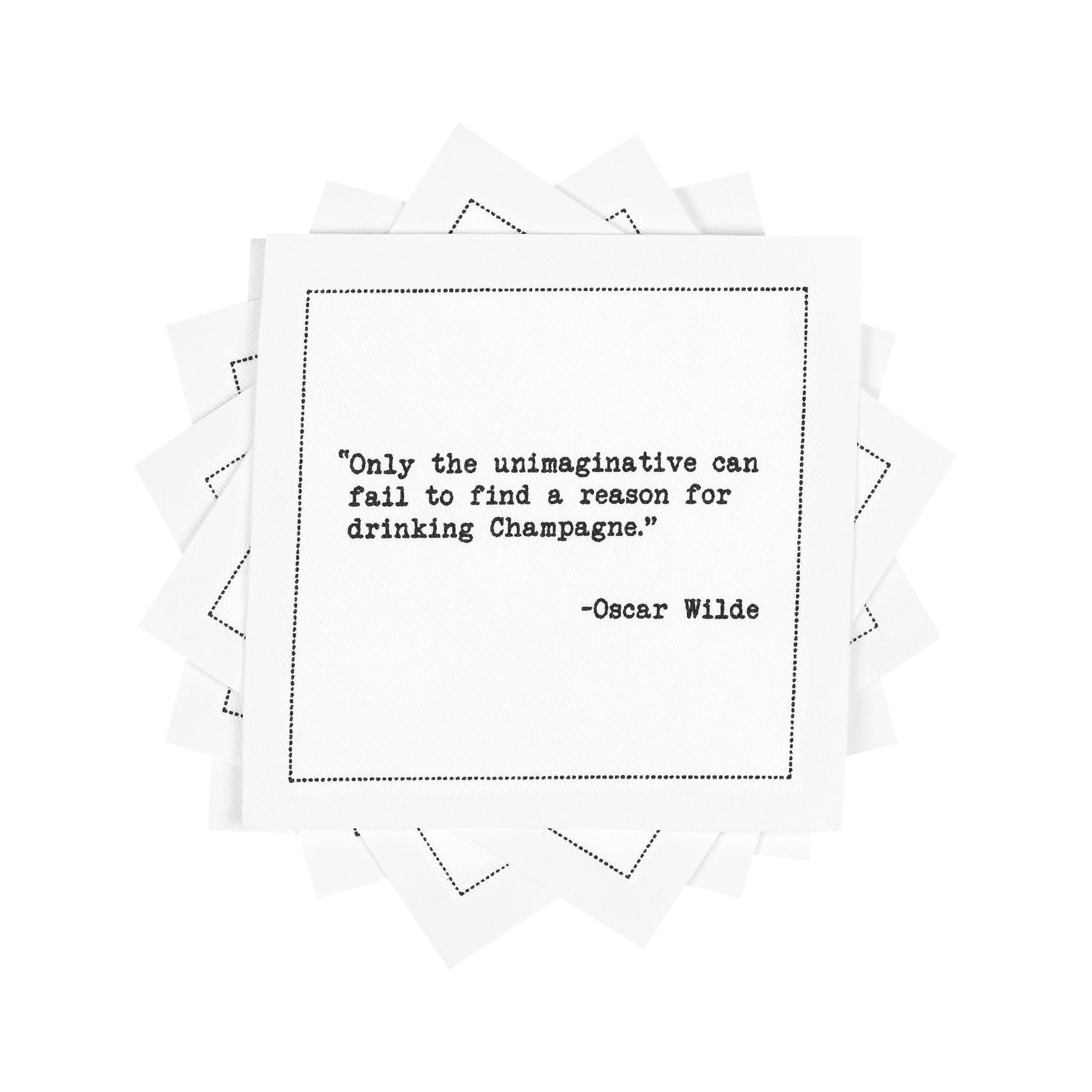 Five Star Funny Champagne Quotes | White Cotton Cocktail Napkins | 50 Luxury Disposable Beverage Napkins