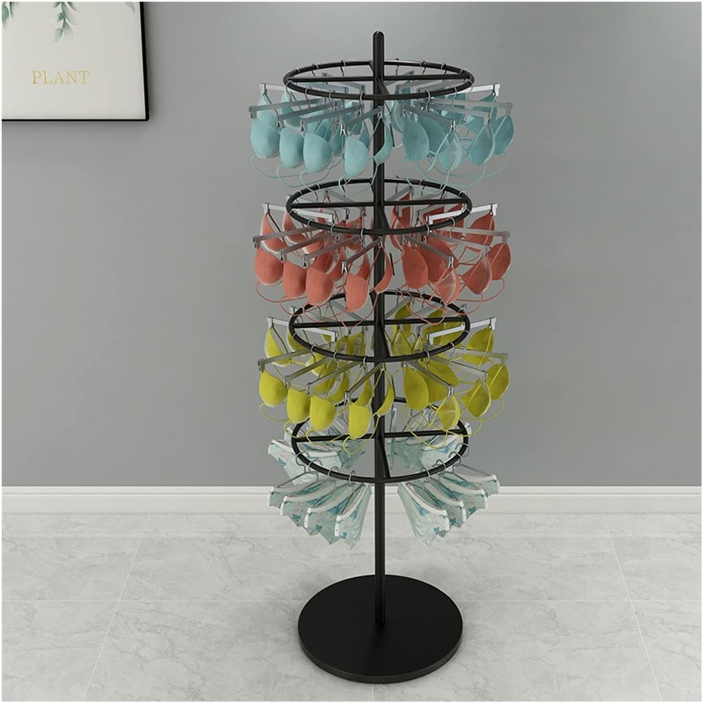 DETMOL Rotating underwear rack for commercial use – Multifunctional display stand for clothing stores, e.g., for underwear, towels, scarves, socks, and shorts – Ideal for boutiques and retail store