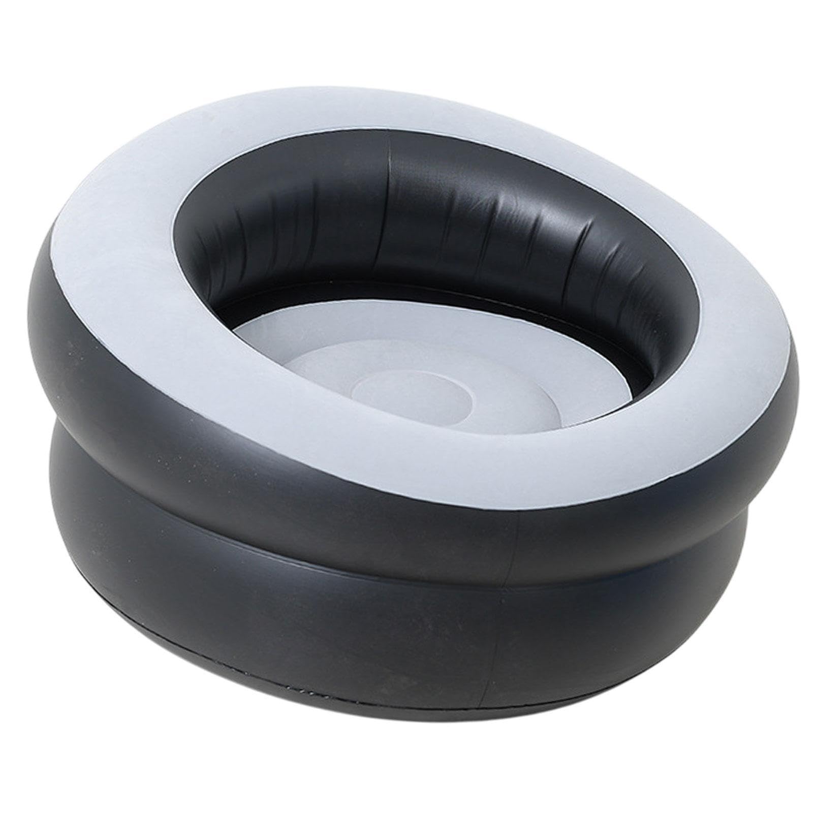 Inflatable Lounge Chair Blow up Chair for Outdoor Furniture Indoor Game Room Gray Black-image-37