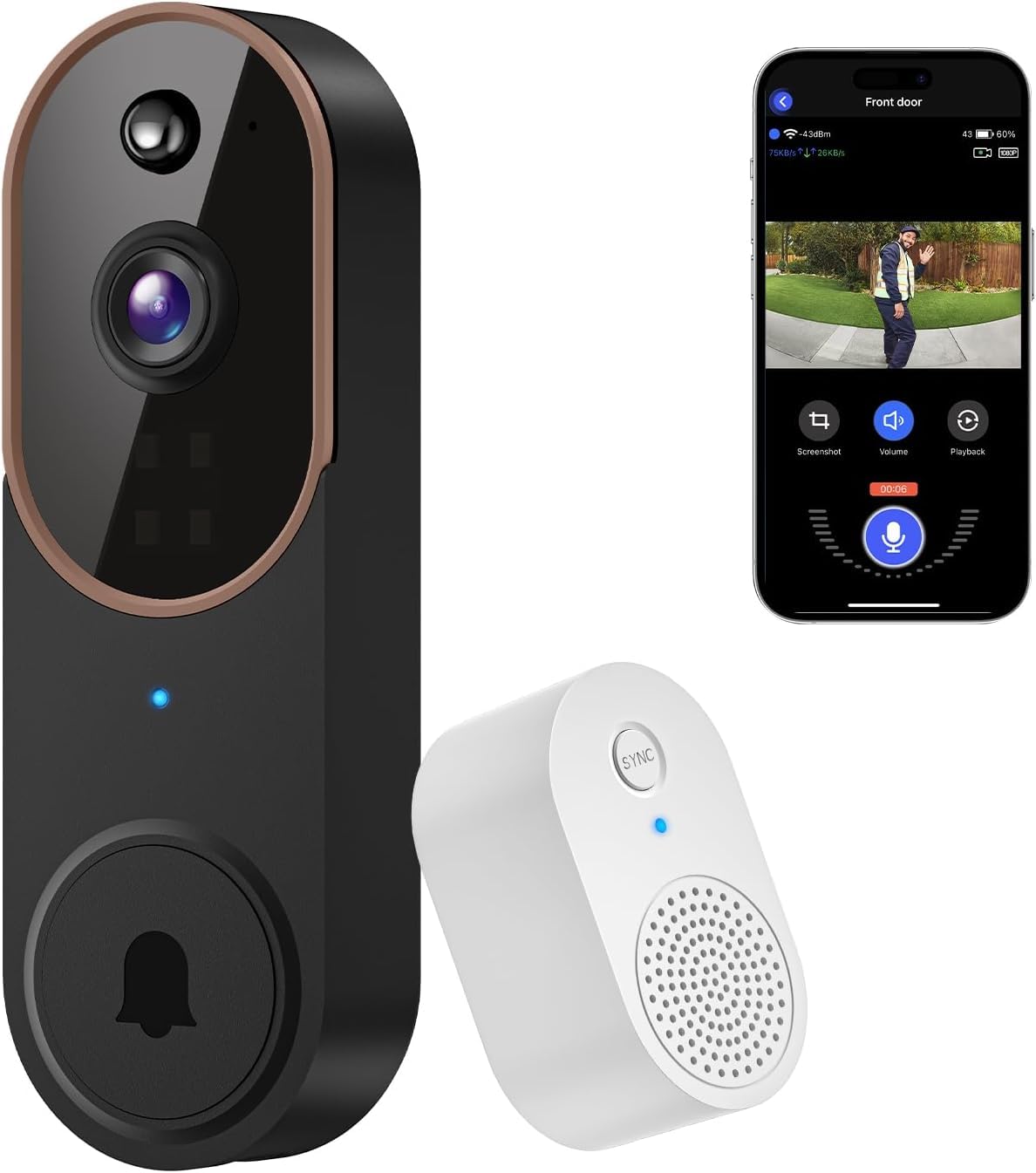 Clefairy Wireless Video Doorbell Camera, Smart AI Human Detection, Real-Time Notification, Night Vision, 2-Way Audio, Cloud Storage, 2.4G WiFi, Indoor Outdoor Surveillance with Receiver-image-36
