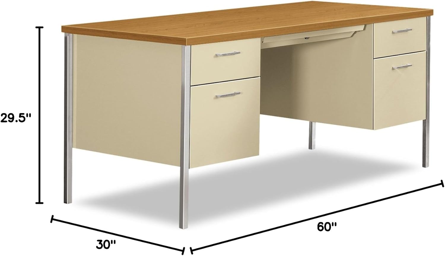 HON 34962CL 34000 Series Double Pedestal Desk, 60w x 30d x 29 1/2h, Harvest/Putty