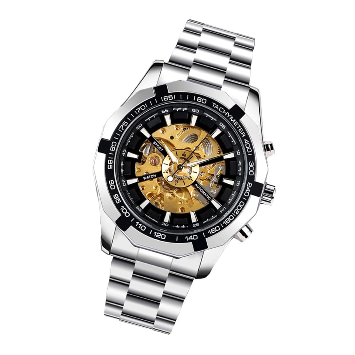 IMIKEYA 1pezzi Orologio Meccanico Scheletrato da Uomo Luminoso senza Batteria Quadrante Chiaro e Lancette Grandi Adatto Qualsiasi Occasione