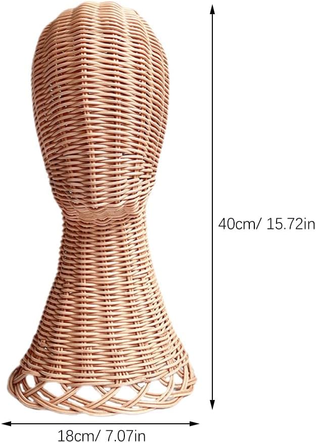 EXCEART Rattan Hat Display Stand Woven Hat Holder for One Wicker Rack Organizer with Dome Shape for Fedora Cap Wig Storage and Display 15.74X7.08X7.08 Inches