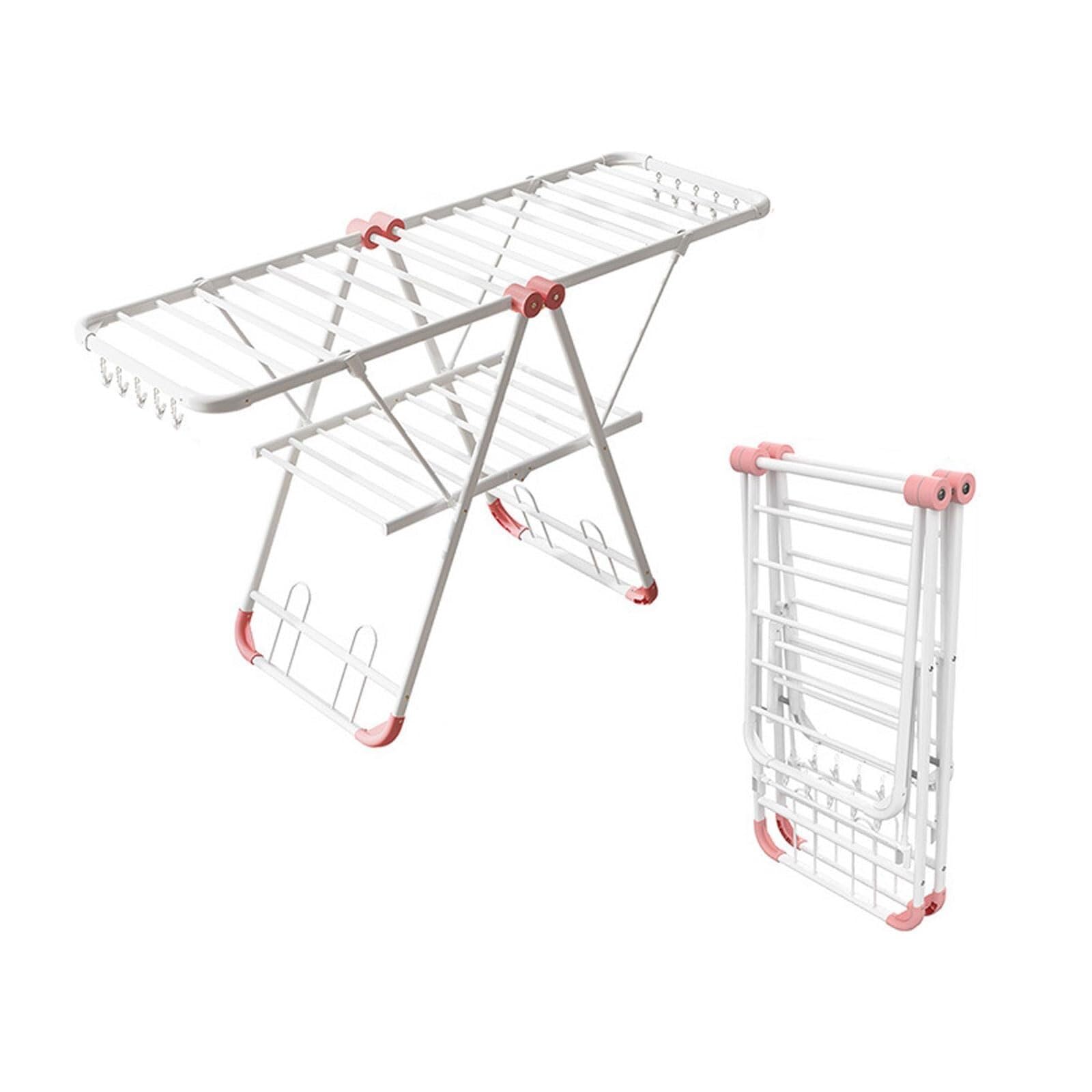 Faltbarer Wäscheständer mit 2 Ebenen, leichter Aluminium-Trockenständer für drinnen und draußen, platzsparendes, freistehendes Design