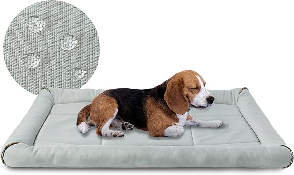 Miguel Oxford Ripstop Outdoor Waterproof Dog Bed for Metal Dog Crates Water-Resistant All Weather Pet Mat Durable Easy Wipe Clean Travel Indoor Outdoor Puppy Cat Crate Bed 36inch, Grey