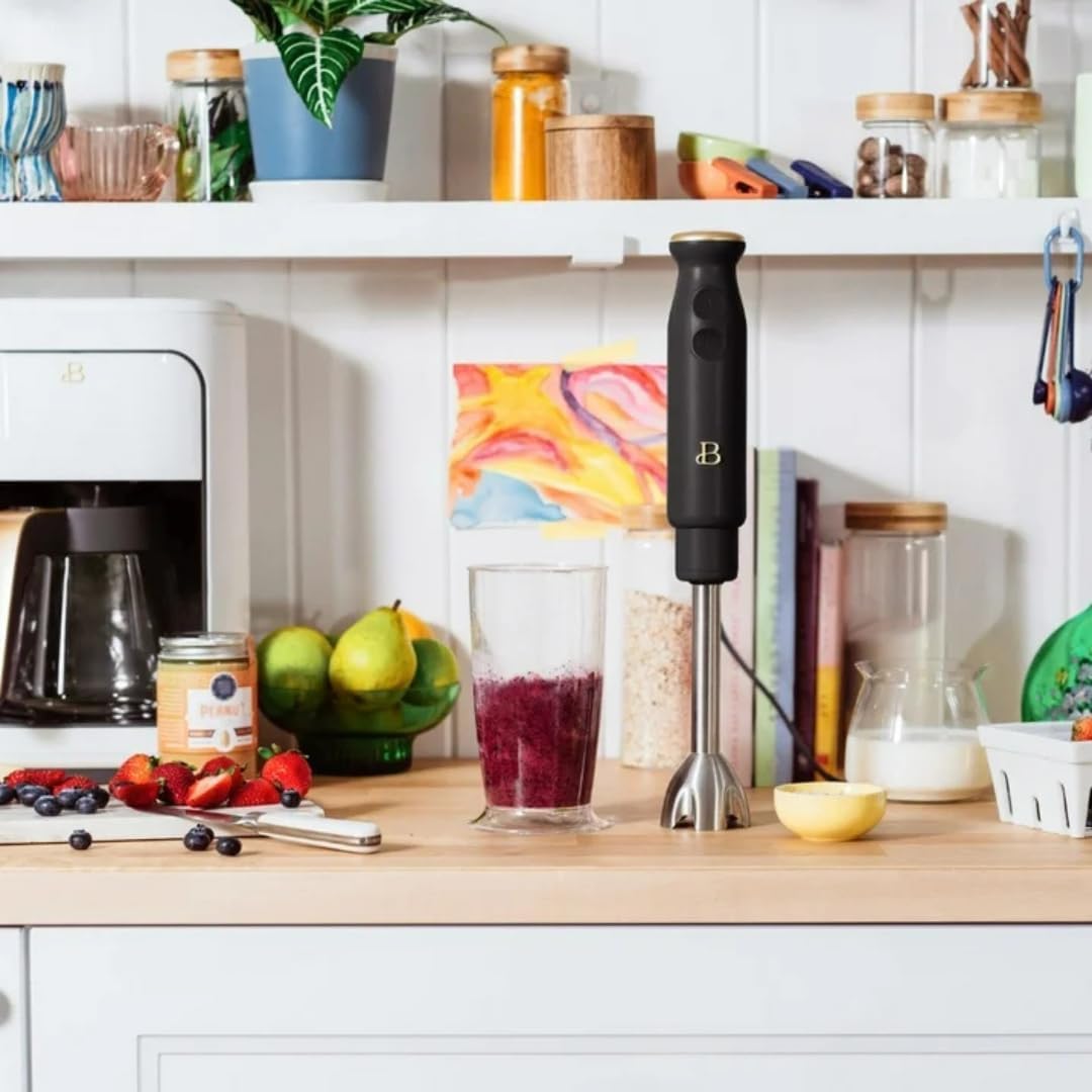 Beautiful 2-Speed Immersion Blender, Hand Mixer, 400W Quiet Motor, 8