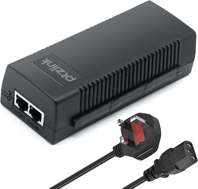 30w PoE Injector Gigabit, PTZlink 30-Watt PoE Plus Adapter, 48v Ethernet PoE Power Supply,10/100/1000Mbps Shielded RJ-45, IEEE 802.3af 802.3at Compliant, up to 100 Meters (325 Feet) - Plug & Play