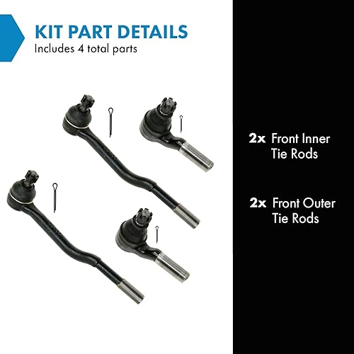Vista 543 de TRQ - Juego de barras de acoplamiento delanteras interiores y exteriores