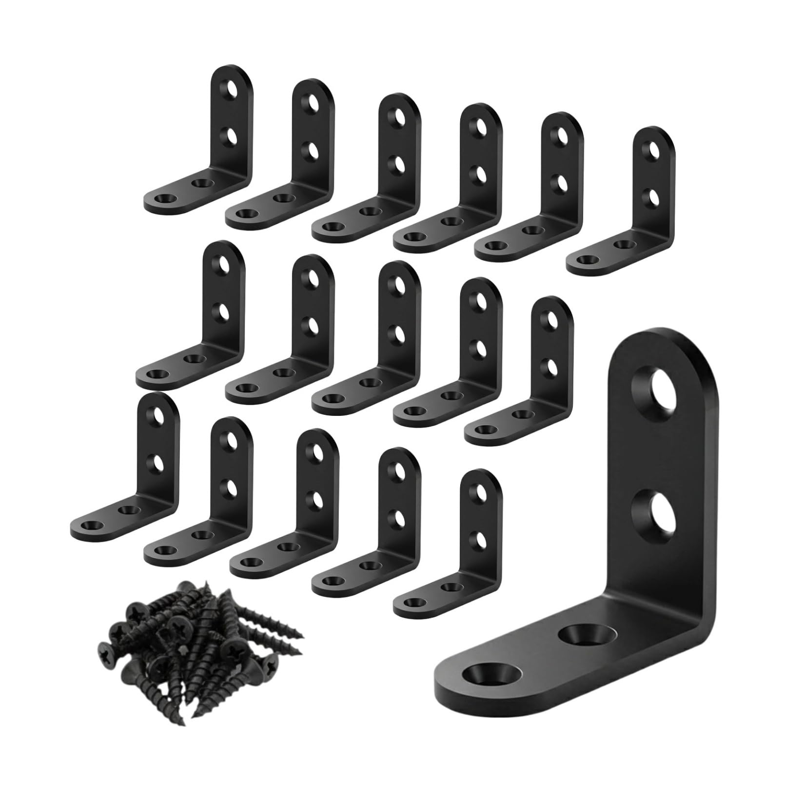 18 Pack L Shaped Brackets Stainless Steel Brackets 90 Degree Right Angle Corner Brace Heavy Duty Corner Brackets for Wood Furniture Shelf Fence Repair Fixing Connector with Screws 40x40x16mm