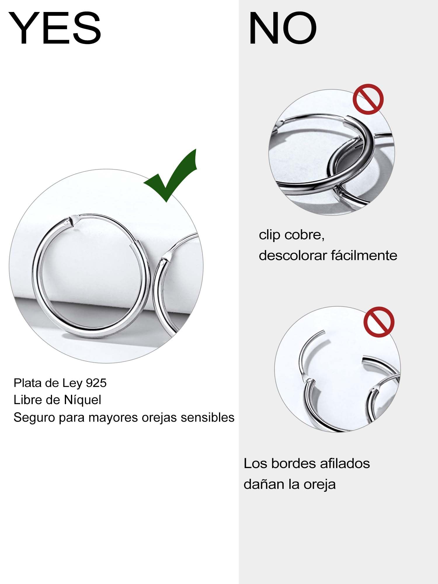 ChicSilver Plata 925 Pendientes Aros Mujere Finos 15/20/30/40/50/70 MM | Material Plata de Ley Aretes Planos Hipoalergénicos Oreja Joyerías Deliciosas Regalo