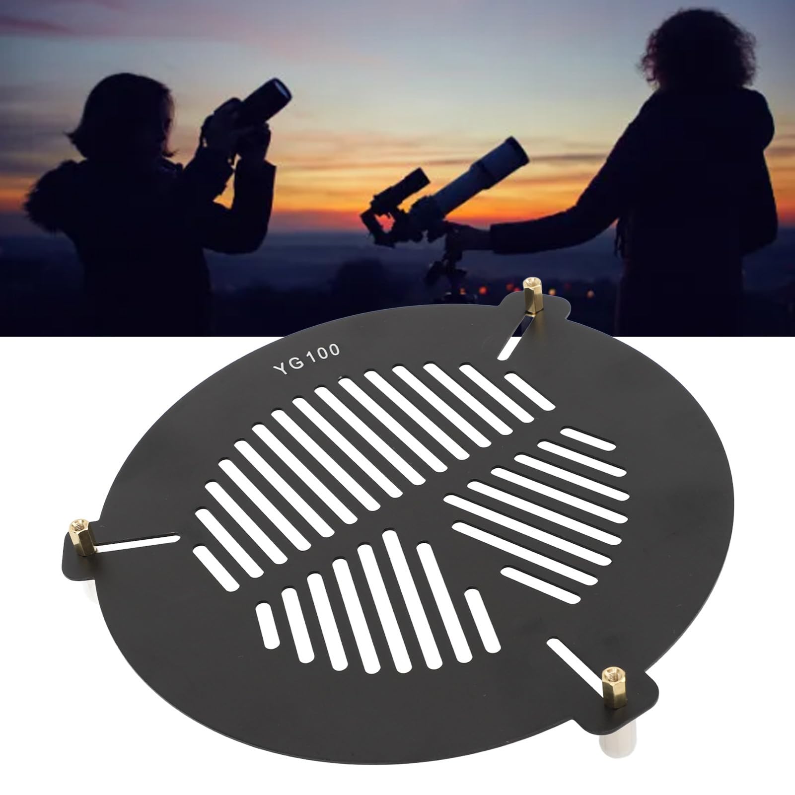 Bahtinov Masque de Mise au Point pour Télescopes, Plaque en Arête de Poisson de Mise au Point en Alliage D'aluminium pour Diamètre Extérieur de Télescopes de 104 Mm à 146 Mm,