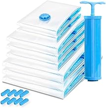 FBXGT 9 Kit Sacos a Vacuo para Mala, Viagem a Vacuo - com Bomba Manual, Reutilizáveis,Economia de Espaço, Alta Capacidade, Saco a Vacuo e CompressÃo Reutilizáveis, para Mala e para Guarda-Roupas