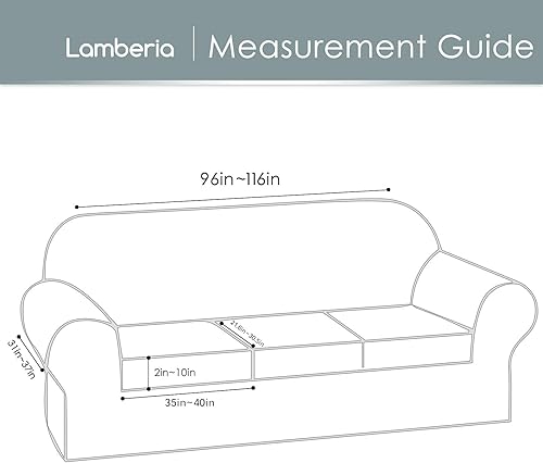 Miniatura 6 de Lamberia - Funda de sofá de alta elasticidad para sofá de 3 cojines, 4 piezas, gruesa y lavable, funda de terciopelo de felpa, protector de muebles