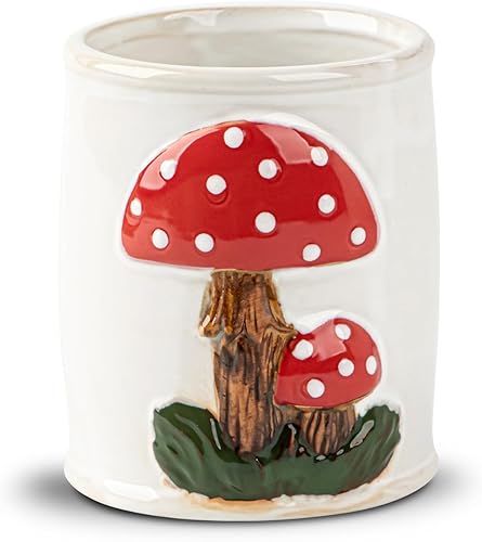 Soporte de cepillo de maquillaje de hongos Organizador de brochas de maquillaje de cerámica Organizador de brochas de maquillaje blanco