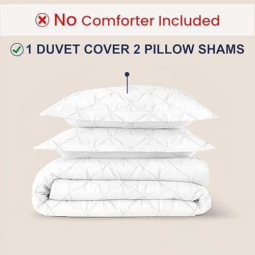 Miniatura 8 de Kotton Culture - Juego de funda de edredón de 3 piezas, 100% algodón egipcio de 600 hilos, con cierre y lazos en las esquinas, diseño plisado