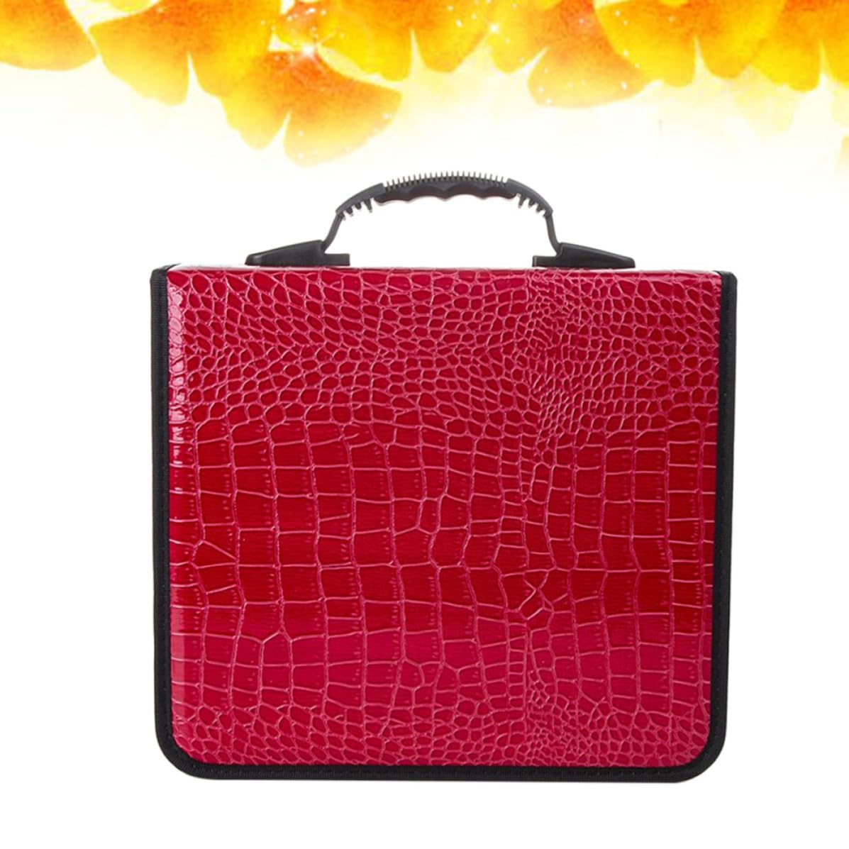 Gatuida 2 Pezzi CD Bag in Pu Rosso capacità 400 CD Chiusura a Cerniera Manico Ergonomico e Dvd per Auto e Casa