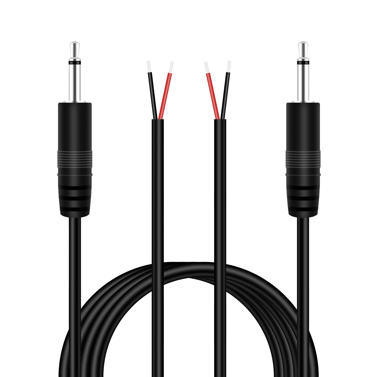 Fancasee 3.5mm 1/8" to Speaker Wire, 2-Pack 10FT 3.5mm TS Mono Male Plug to Bare Wire Pigtail Connector Adapter Repair 3.5mm Jack Audio Cable for