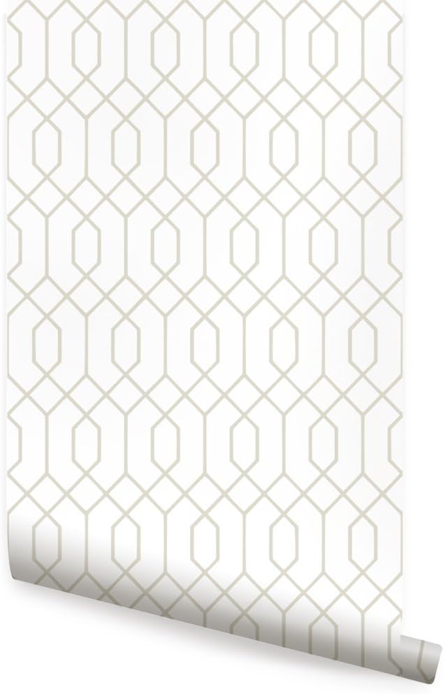 Simple Shapes Geometric Hexagon Wallpaper - Peel and Stick (Single Sheet 2ft x 9ft, Gold)