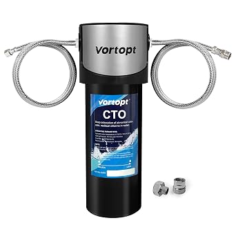 VORTOPT Under Sink Water Filter System,Flow Under Counter Water Filter Direct Connect to Kitchen Faucet,Reduces Chlorine,Lead, Bad Taste & Odor,19000 Gallon Black,Q7