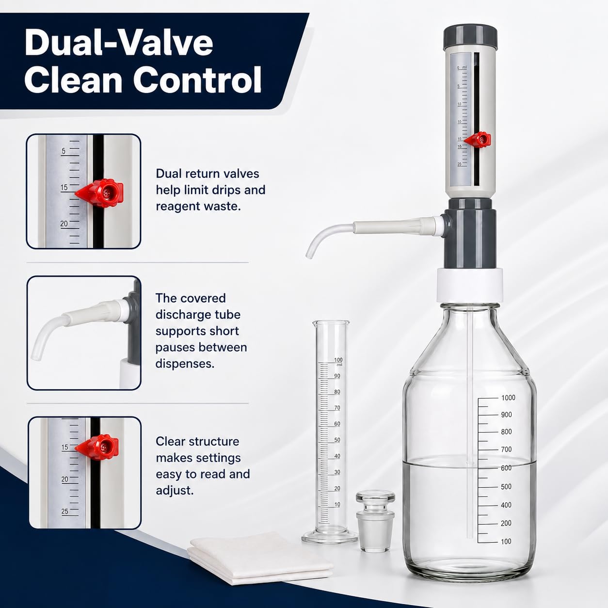 Distributeur sur bouteille, compatibilité 250/500/1000/2000 ml, 0-25 ml