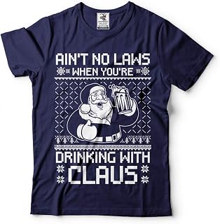 Aint no Law Funny Christmas Santa Claus Ugly Pattern T-Shirt