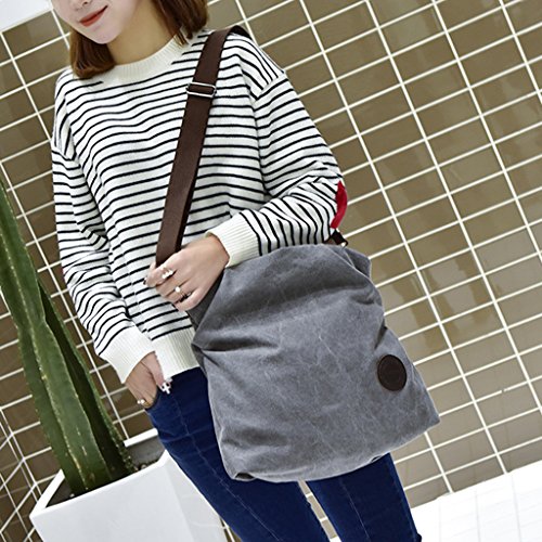 gazechimp Moda Feminina Bolsa De Lona Bolsa De Ombro Crossbody Sacos Sacola Bolsa Ocasional - Cinza