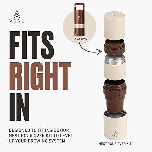 Miniatura 7 de VSSL Molinillo de café manual Java G25  Café para acampar  Molinillo de frijoles  Viaje vertido sobre  Fresa cónica de acero inoxidable   Capacidad