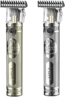 ماكينة حلاقة شعر احترافية V-968 كهربائية لاسلكية قابلة لإعادة الشحن بشفرة شكل T لحلاقة الرأس الصلعاء 0 ملم للرجال ببطارية ليثيوم أيون 2000mAh، مدة تشغيل 350 دقيقة، أسود