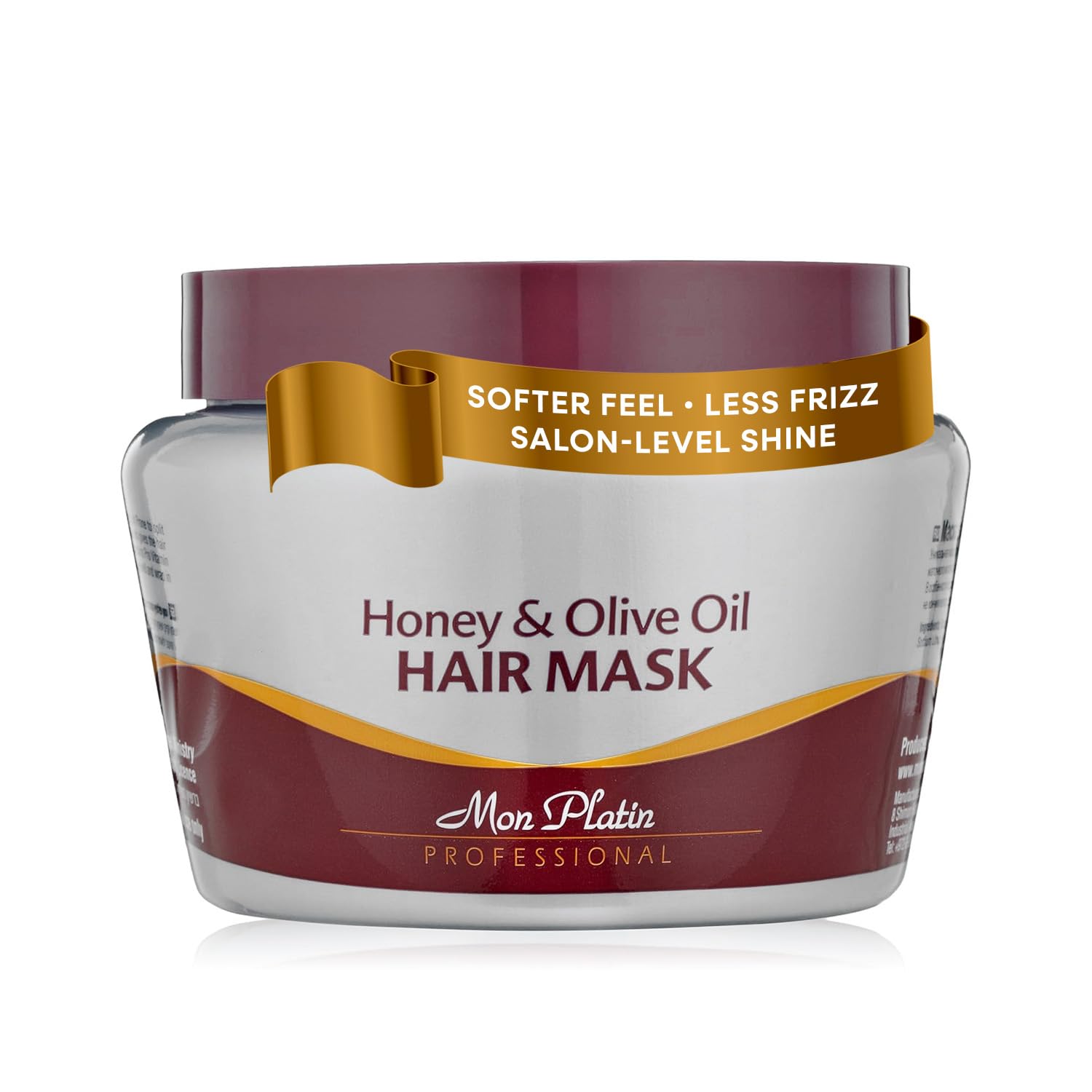Mon Platin Professional Mascarilla única de 500 ml para cabello con aceite de miel y aceite de oliva para cabello seco, dañado o teñido