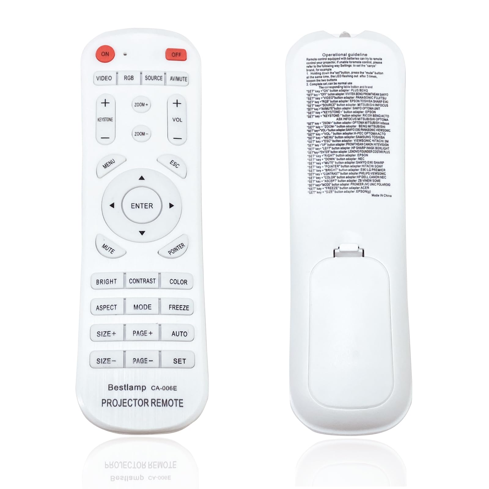 Universal Projector Remote Control ONLY Work for Acer BenQ Dell Eiki Epson Fujitsu Hitachi Infocus Mitsubishi NEC Optoma Toshiba Sharp Sanyo Sony Viewsonic Panasonic