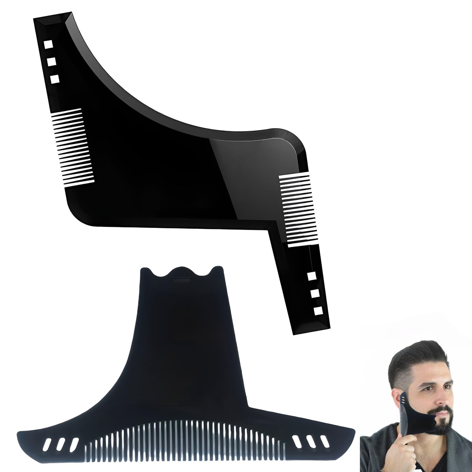 2 Pezzi Stencil Pettine per Barba, Pettine Stencil Barba, Signori pizzetto Collo Sagome per Barba Styling Tool Pettine per Barba Uomo per allineare e rifinire Gli Uomini rasatura della Barba