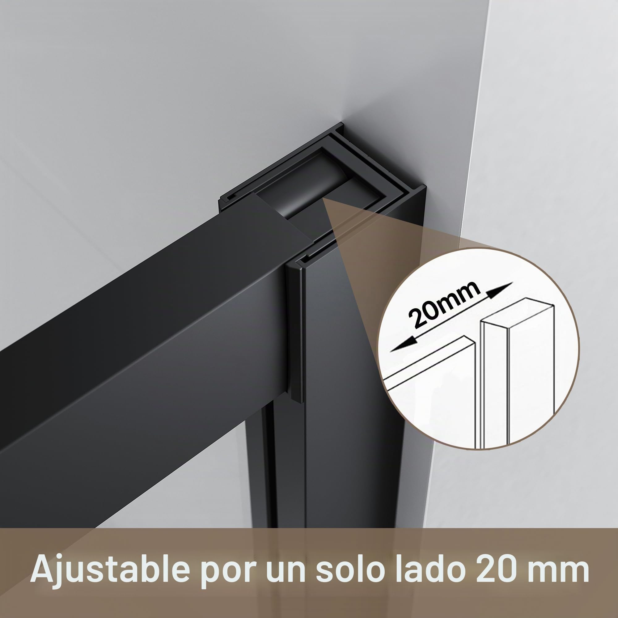 SIRHONA Cabina de ducha Corredera 120 x 185 cm Mampara de ducha Transparente corredera de vidrio templado 5mm, Negro mate