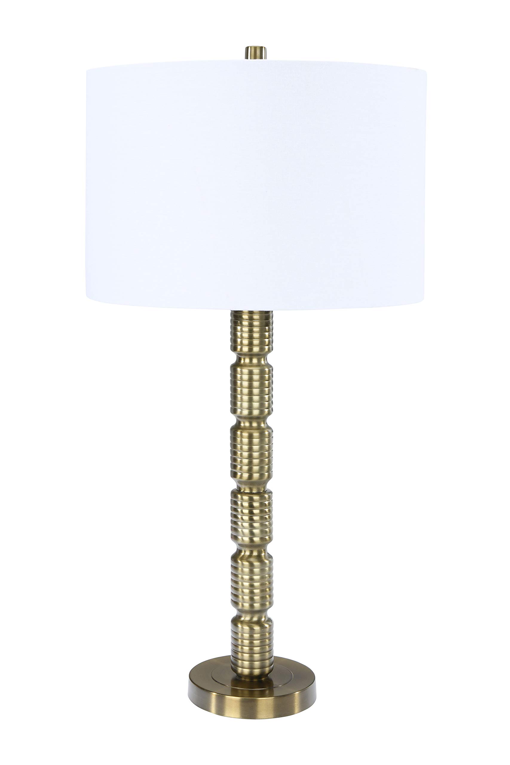 Creative Co-Op Faceted Metal Table Lamp with Stacked Column Design
