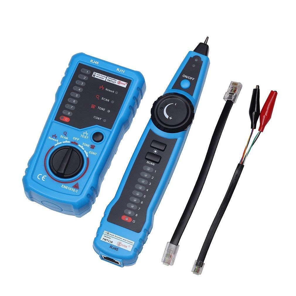 FWT11 RJ11 RJ45 Cat5 Cat6 Telephone Wire Tracker Tracer Toner Ethernet LAN Network Cable Tester Line Finder (Blue)