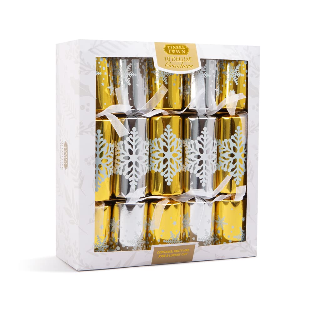 Online StreetClassic Christmas Party Crackers for loved ones | Birthday Party Crackers | Luxury Christmas Party Crackers | Multicolour (Deluxe Crackers-SnowFlakes)