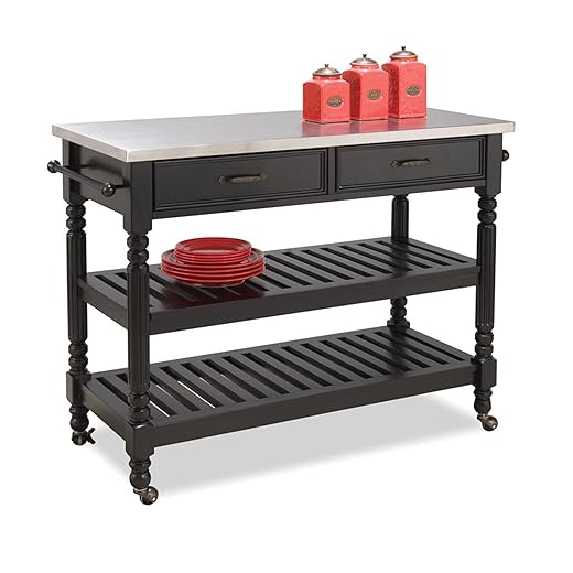 Home Styles Savanna Kitchen Cart, Black Finish