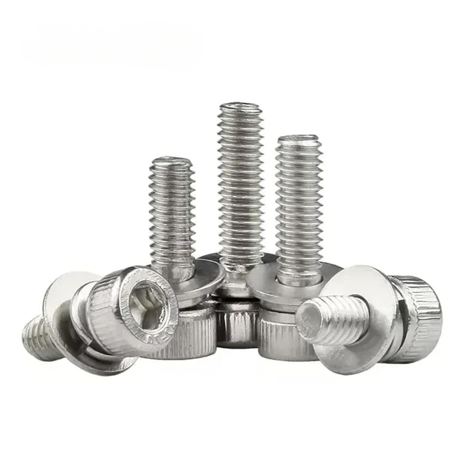 304 Stainless Steel Hexagon Socket Cylindrical Head Screws, Flat Washers, Spring Washers, Combination Bolts M2 M2.5 M3 M4 M5 M6 M8 M10 M12(80mm,1pc M10)