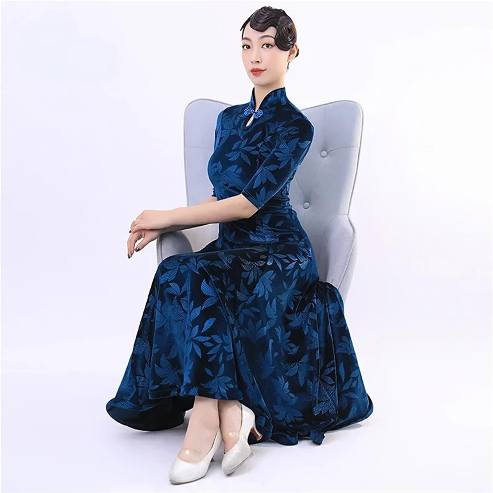 Vestido Flamenco Mujer Vestido de baile de salón Cheongsam Ropa de ejercicio Falda de baile flamenco Vals Tango Foxtrot Vestido de salón Vestido de competición
