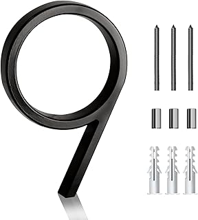 HAAYOT House Numbers for Outside, Floating Address Numbers, Rust-Proof Zinc Alloy Metal Mailbox Numbers,5-Inch Modern Outdoor Address Plaque with Nail,Black
