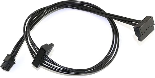 Miniatura 2 de 2 unids Negro Motherboard ATX Mini 4 Pin a 2X Ángulo recto 15 Pin SATA Disco Duro HDD Fuente de Alimentación Cable Adaptador 18AWG 19.7 Pulgadas