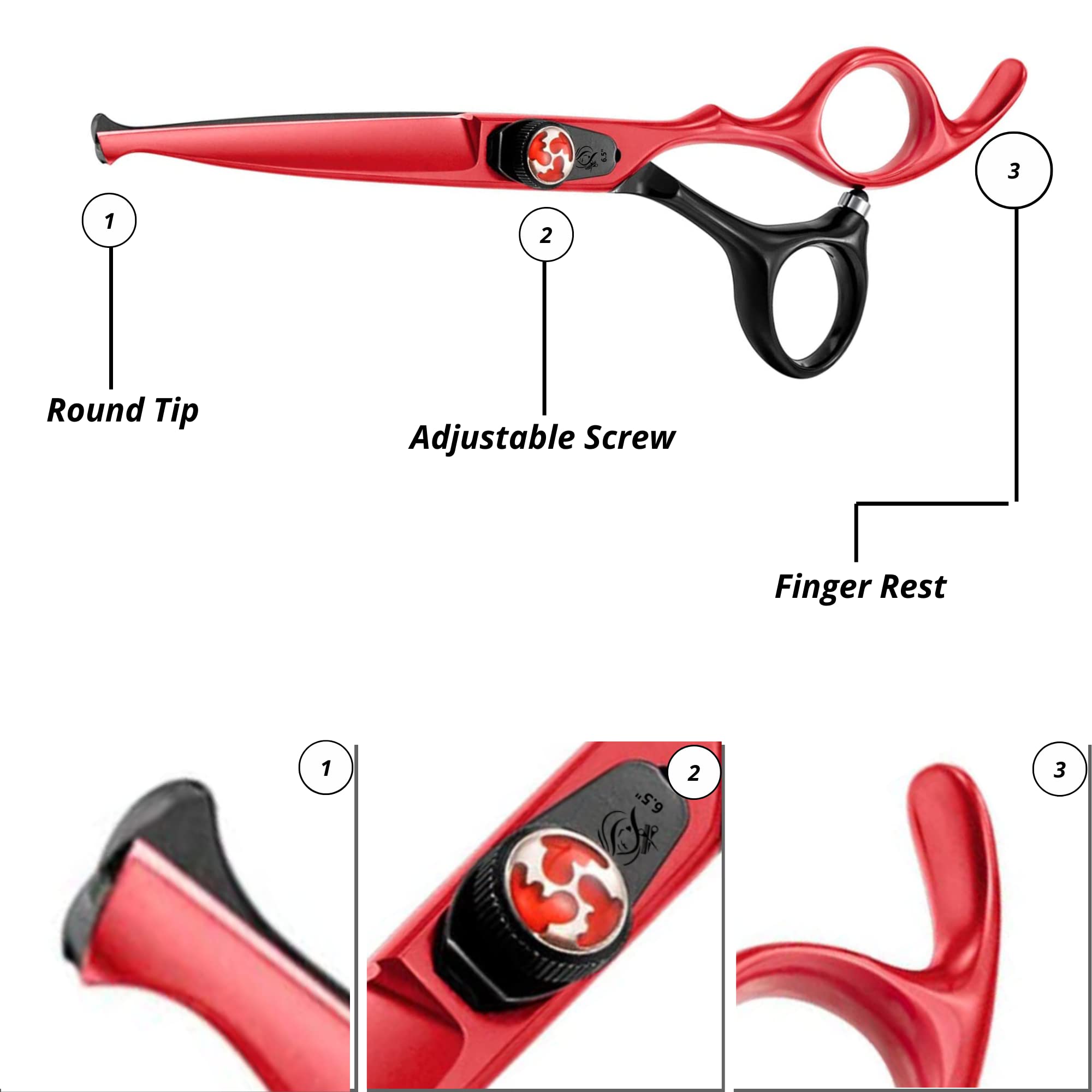 Glamified Glam 6.5” Hairdressing Scissors for Kids, Safety Round Tips, 6 Inch - Image 3