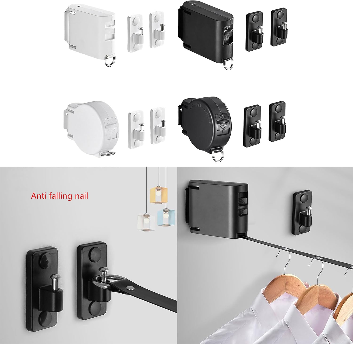 Clothesline Adjustable Clothesline Rope Tensioner Wall Mounted Clothing Line Retractable Drying Rack for Apartments and Balconies