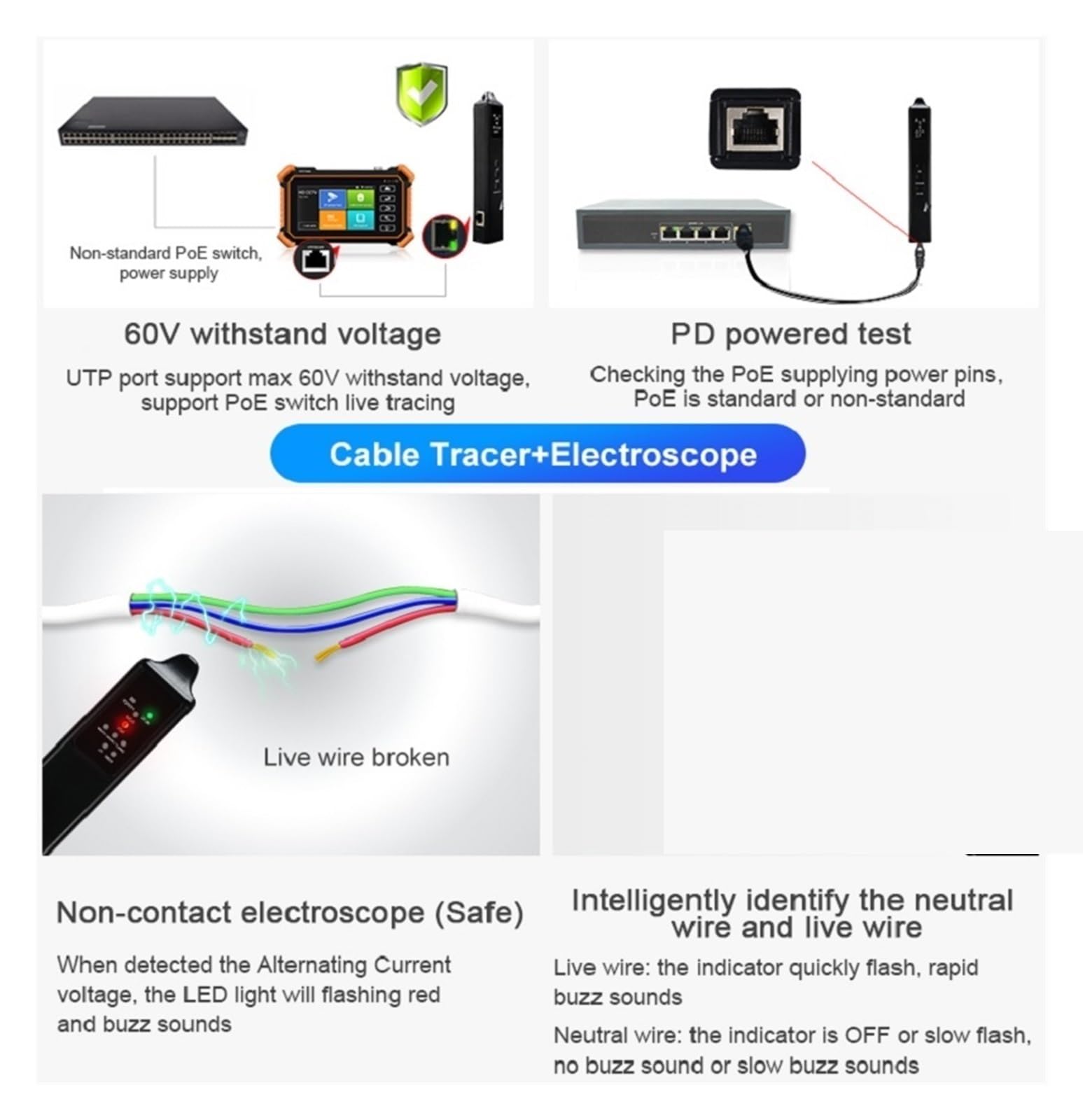 Testeur de Vidéosurveillance, Testeur Analogique De Caméra Mise À Niveau Vidéosurveillance IPC, Moniteur, IP 8K, Test Câble UTP IPC-1910 Plus CCTV CVI TVI AHD