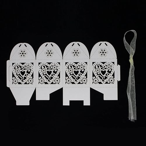 Miniatura 3 de Paquete de 50 cajas de dulces de boda con corazones cortados con láser, cajas de regalo pequeñas para bodas, despedidas de soltera, aniversarios,